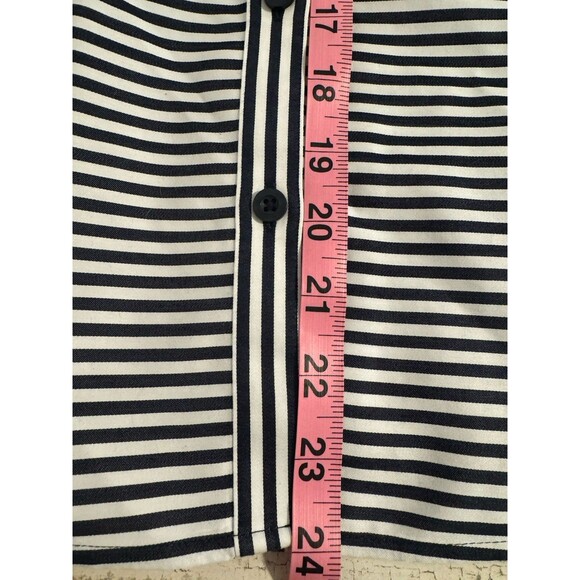 Chicos 1 Blouse Striped Black White Button Down Non Iron Shirt Career Top Preppy - Picture 9 of 9
